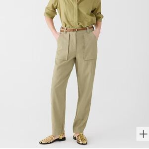 J Crew Seaside cargo pant in linen-TENCEL™ lyocell blend in Timbered Khaki Green